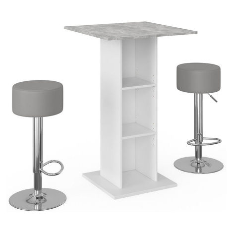 Vicco STOJACÍ BAROVÝ STŮL SE ŽIDLEMI Rodeo Beton 70 x 70 cm se 2 barovými stoličkami