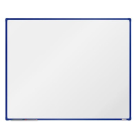 boardOK Bílá magnetická tabule s keramickým povrchem 150 × 120 cm, modrý rám