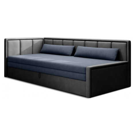 Trojmístná rozkládací pohovka s úložným prostorem fulgeo - šedá, černá