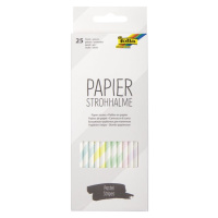 Papírová brčka - sada 25 ks - mix barev - pastelové proužky