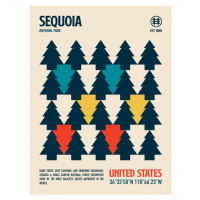 Ilustrace Sequoia National Park Travel Poster, Retrodrome, 30 × 40 cm