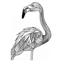 Ilustrace Lines art Flamingo, Justyna Jaszke, 30 × 40 cm