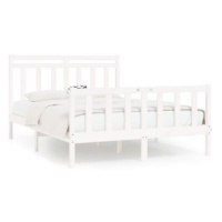 Rám postele bílý masivní borovice 160 × 200 cm, 3107039