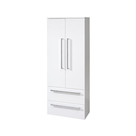 Bino koupelnová skříňka, vysoká 163 cm, závěsná, bez nožiček, bílá/bílá MEREO