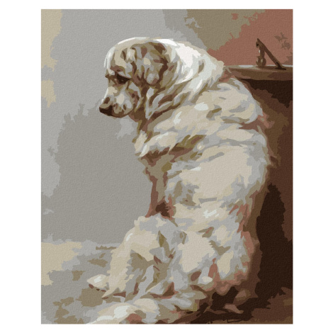 Diamondi - VELKÝ BÍLÝ PES, 40x50 cm, bez rámu a bez vypnutí plátna