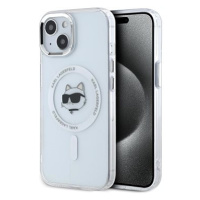 Karl Lagerfeld IML Choupette Head Metal Frame MagSafe Zadní Kryt pro iPhone 15 Transparent