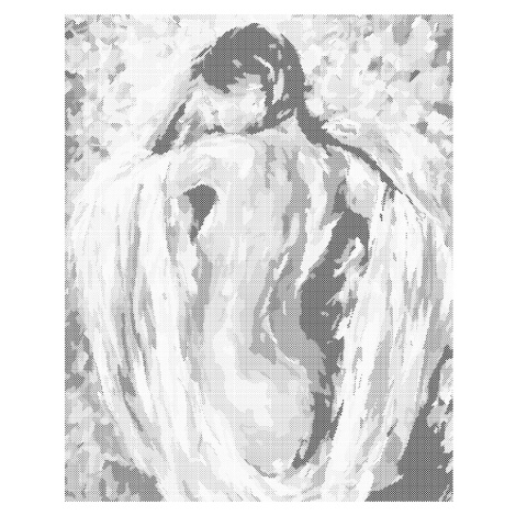 Tečkování - POLONAHÁ ŽENA V BARVÁCH Rozměr: 40x50 cm, Rámování: vypnuté plátno na rám