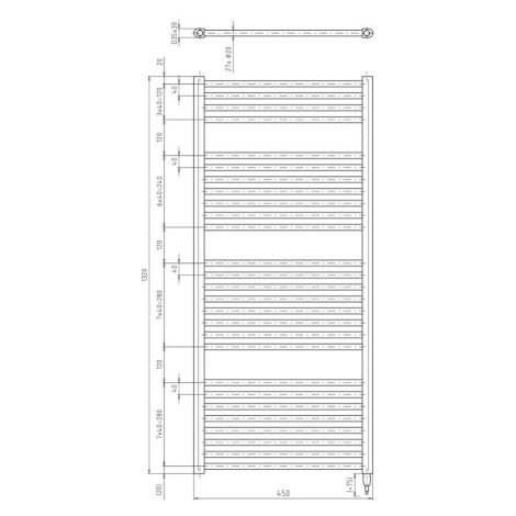 Aqualine DIRECT-E 450 x 1320 mm, ILE34TB