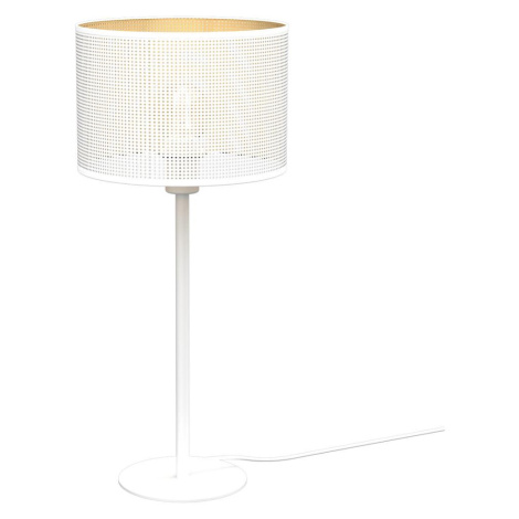 Stolní lampa LOFT SHADE 1xE27/60W/230V pr. 25 cm bílá/zlatá Donoci