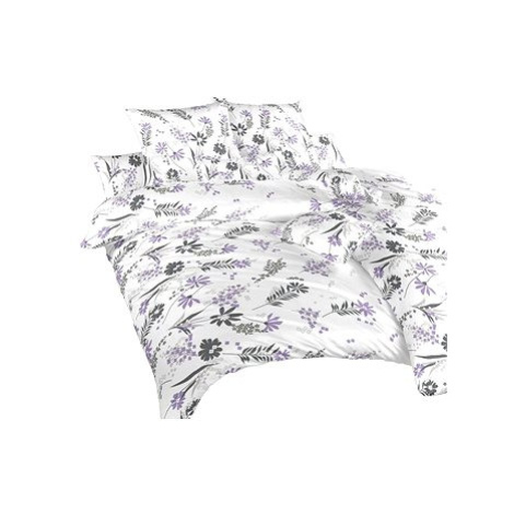 Dadka Povlečení bavlna Agáta fialová na bílém 140 × 200, 70 × 90 cm
