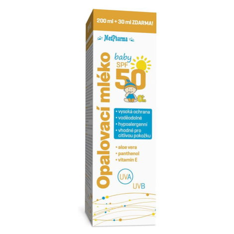 Medpharma Opalovací mléko baby SPF50 200 ml + 30 ml ZDARMA