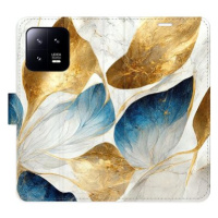 iSaprio flip pouzdro GoldBlue Leaves pro Xiaomi 13