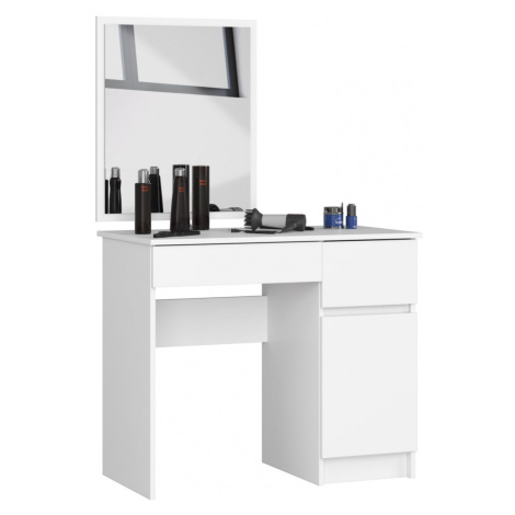 Ak furniture Kosmetický stolek se zrcadlem P-2 II 90x50 cm bílý pravý