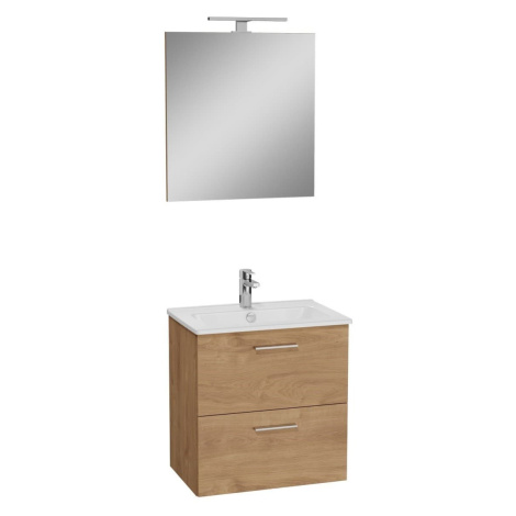 Koupelnová sestava s umyvadlem zrcadlem a osvětlením Vitra Mia 59x61x39,5 cm dub MIASET60D