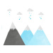 Yokodesign Nálepka na zeď - hory pod mraky barva: Modrá, Velikost: L