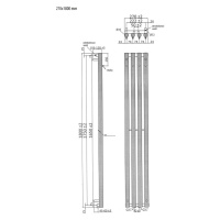 SAPHO PILON otopné těleso 270x1800, se čtyřmi háčky pro ručník, bílá mat IZ121T