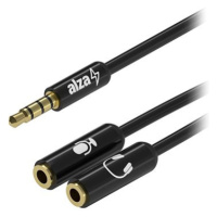 AlzaPower 3.5mm Jack 4P-TRRS (M) to 2x 3.5mm Jack (F) 0.15m černý