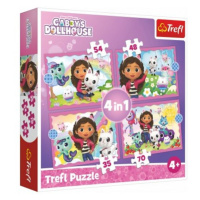 Trefl Puzzle 4v1 Gabbyina dobrodružství/Gabby´s Dollhouse 28,5x20,5cm v krabici 28x28x6cm