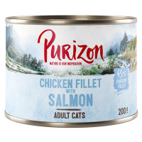 Purizon konzervy, 6 x 200 / 6 x 400 g - 15 % sleva -Adult - bezobilné kuřecí filet s lososem (6 