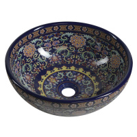 Sapho PRIORI keramické umyvadlo na desku, Ø 41 cm, fialová s ornamenty