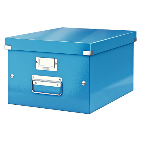 Modrý kartonový úložný box s víkem 28x37x20 cm Click&Store – Leitz