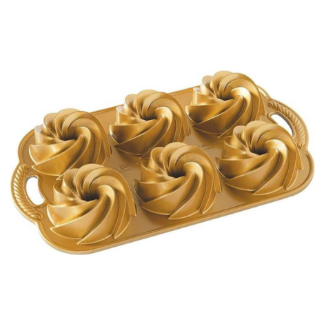 Forma na minibábovky ve zlaté barvě Nordic Ware Mini Rondo, 950 ml