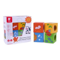 Classic World Wooden Sensory Blocks Edukační puzzle Zvířátka 4 ks