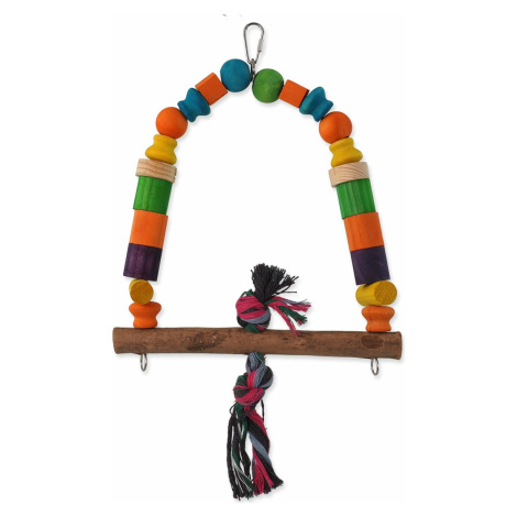 Hračka Bird Jewel houpačka dřevěná s uzlem barevná 32cm