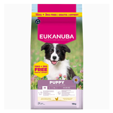 Eukanuba Premium Nutrition Puppy Medium Breed Chicken - 15 + 3 kg zdarma!