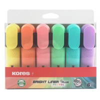 Kores Zvýrazňovač Bright Liner Plus Pastel - sada 6 pastelových barev