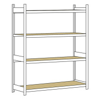 Širokorozpěťový regál, s dřevotřískovou deskou, výška 2500 mm SCHULTE