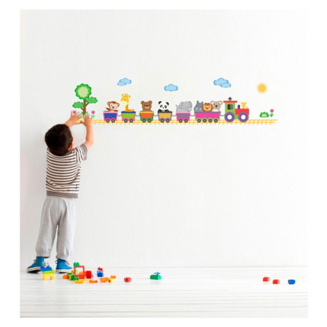 Samolepka na zeď s exotickými zvířaty ve vlaku 138 x 30 cm