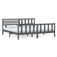 Rám postele šedý masivní dřevo 200 × 200 cm, 3101175