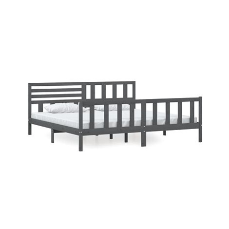 Rám postele šedý masivní dřevo 200 × 200 cm, 3101175 SHUMEE