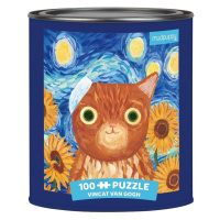Mudpuppy Puzzle Vincat van Gogh umělecké kočky v plechovce 100 dílků