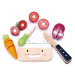 Dřevěné prkýnko se zeleninou Mini Chef Chopping Board Tender Leaf Toys s nožem na krájení