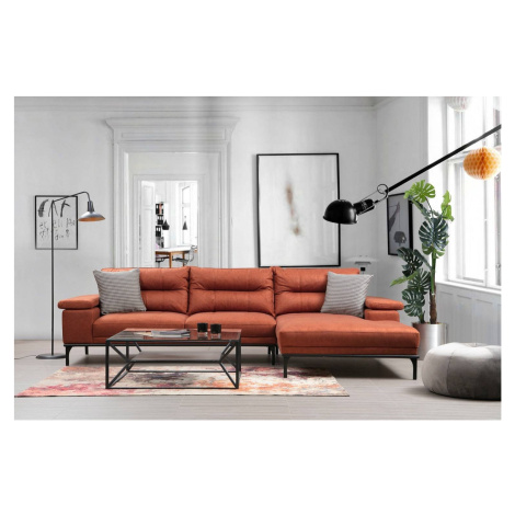 Sofahouse Designová rohová sedačka Faunia 309 cm oranžová - pravá