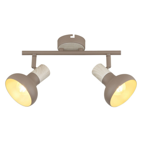 PUERTO lampa sufitowa listwa kaszmirowy+efekt drewna 2x40W E14 klosz brązowy CANDELLUX