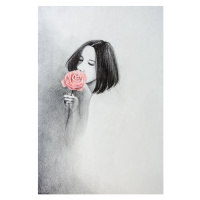 Ilustrace A girl who smells the flowers, jun xu, 26.7 × 40 cm