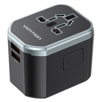 Vention 3-Port USB (C + A + A) Universal Travel Adapter (20W/18W/18W) Black
