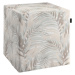 Dekoria Sedák Cube - kostka pevná 40x40x40, béžovo-krémové palmové listy bílém podkladu, 40 x 40