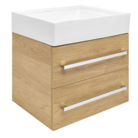 Koupelnová skříňka s umyvadlem SAT Cube Way 60x53x46 cm dub Hickory mat CUBE46602DHSATCW