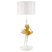 Stolní lampa s textilním stínidlem v bílo-zlaté barvě (výška 90,5 cm) Dancer – Mauro Ferretti