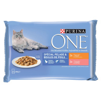 PURINA ONE 4 x 85 g - Coat & Hairball kuřecí a losos