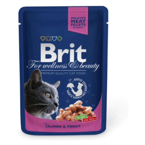 Kapsička Brit Cat Premium Pouches losos+pstruh 100g