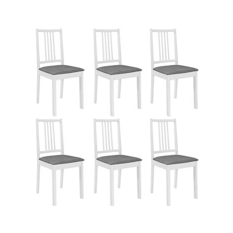 Jídelní židle s poduškami 6 ks bílé masivní dřevo SHUMEE