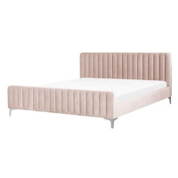 BELIANI postel s roštem LUNAN 180 × 200 cm, sametová, růžová