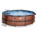 Bazén s krytem a pískovou filtrací Wood pool Exit Toys kruhový ocelová konstrukce 450*122 cm hně