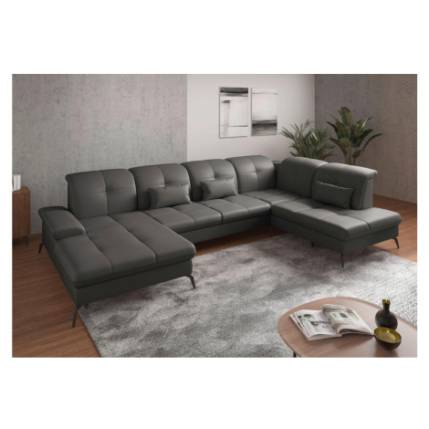 Sit & More SEDACÍ SOUPRAVA, textil, kůže, antracitová