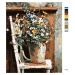 Malování podle čísel - LUČNÍ KVĚTINY VE VÁZE NA ŽIDLI Rozměr: 40x50 cm, Rámování: bez rámu a bez